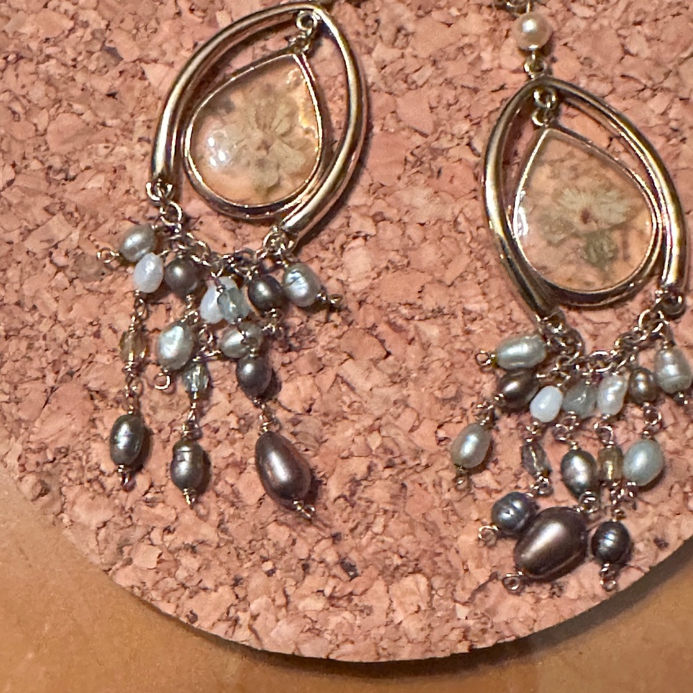 Earring with Resin Flowers